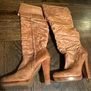 Jessica Simpson Women's Tuplip Tan Leather Knee-High Boots